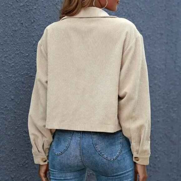 Corduroy trucker jacket shacket button up pocket - Picture 2 of 4